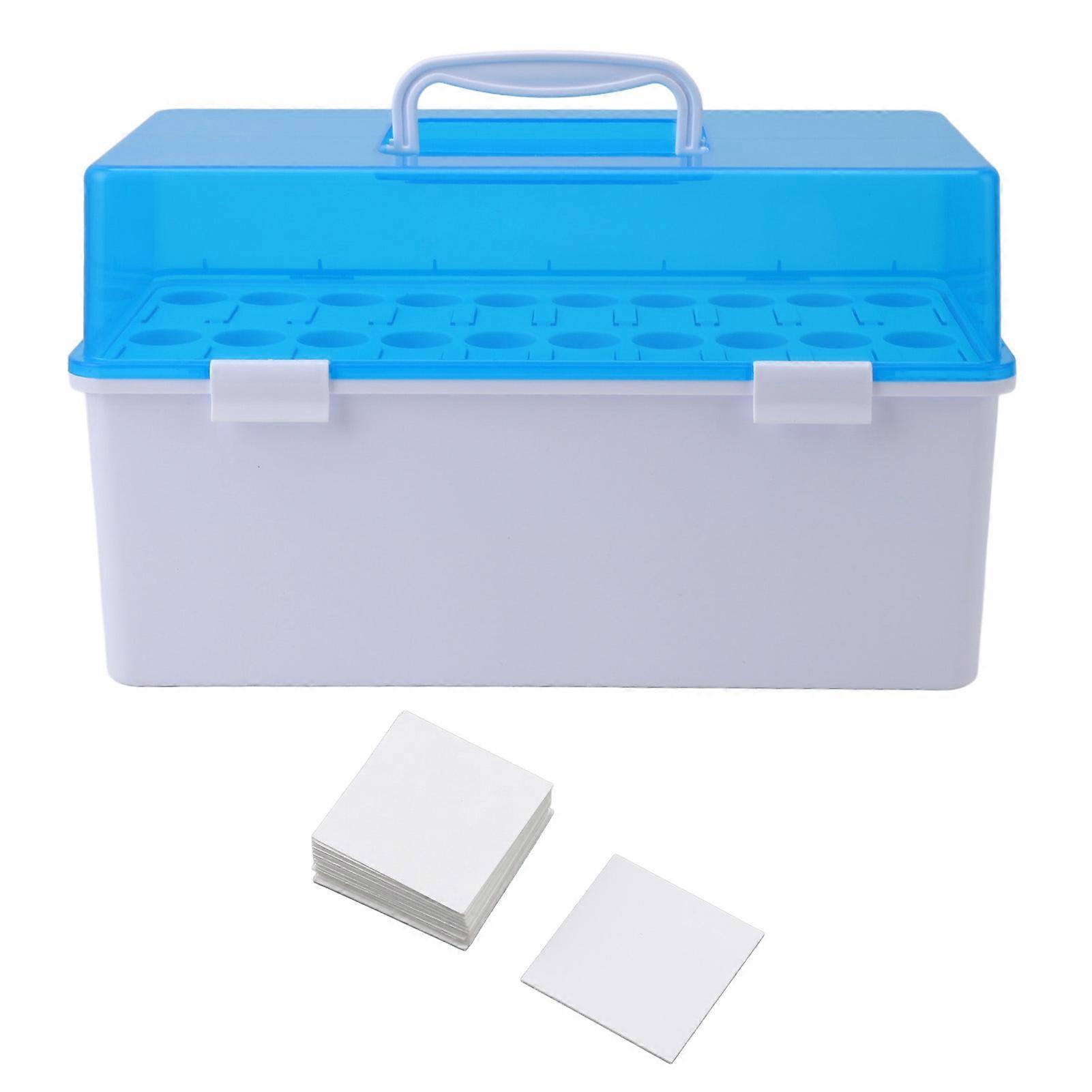 Test Tube Storage Box with Portable Handle Dust Proof Lid Holds 20 Test Tube Holder Rack for Scientific Research Laboratories Hospital