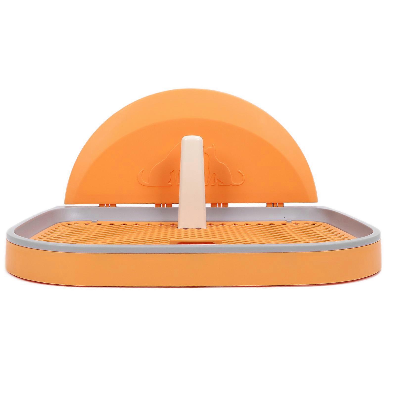 אסלה לחיות מחמד רשת ניידת מגש סירים לכלב עם עמוד נשלף וכיסוי קיר לחתולים וכלביםכתום