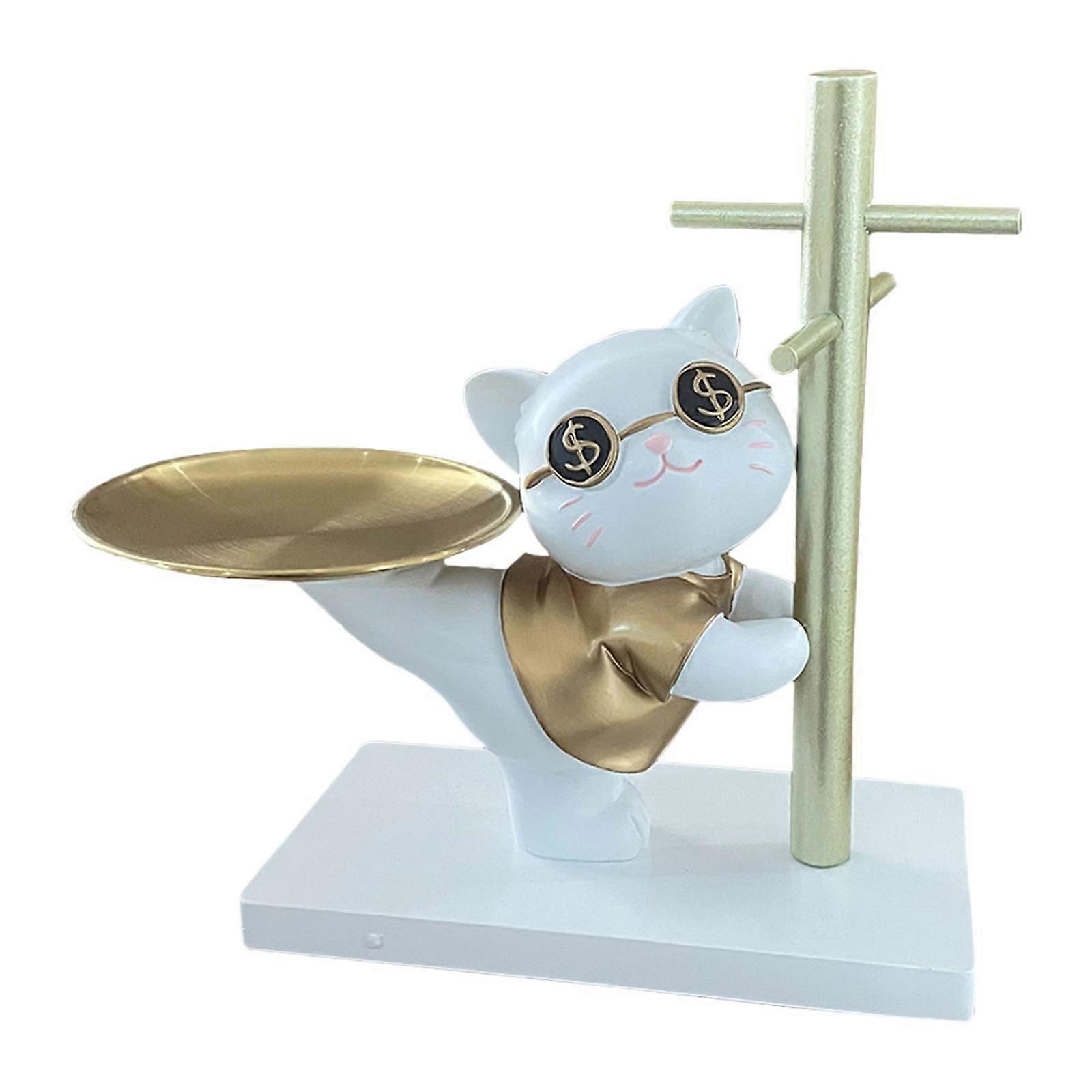 Lucky Cat Figurina vassoio portaoggetti decorazione da tavolo per bagno, mobile TV