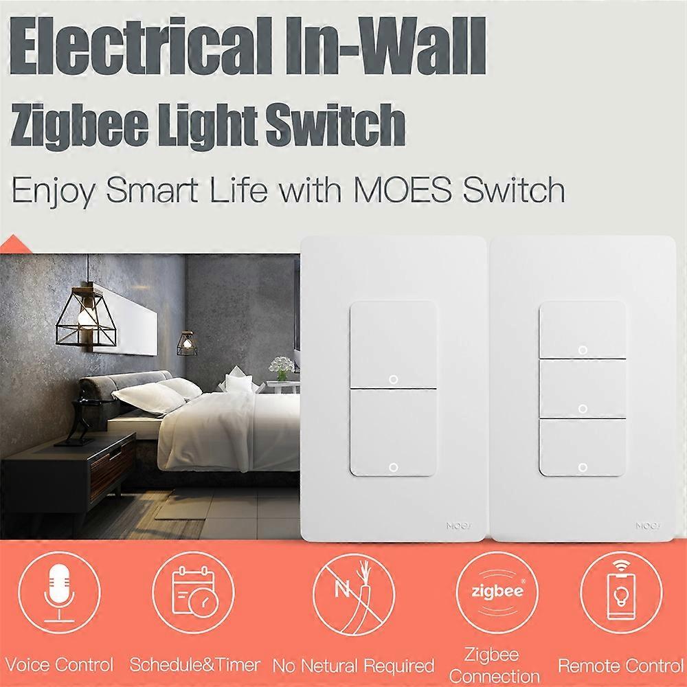 Tuya Zigbee Intelligent Home Switch SpringBack Light Switch Voice Control APP Wireless Remote Control Switch Compatible with Alexa and  Assistant