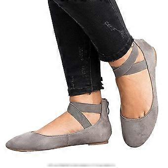 Fashion Spring Summer Women Stylish Comfort Flat Sandals Bandage Shoes (Grey 35)