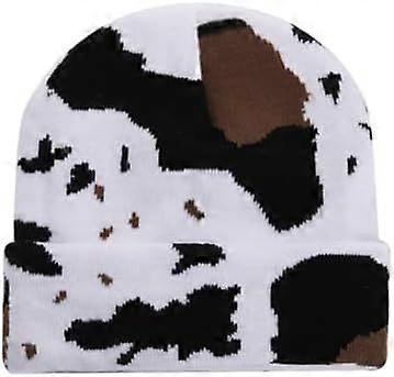 Cow print beanie hat for fall winter