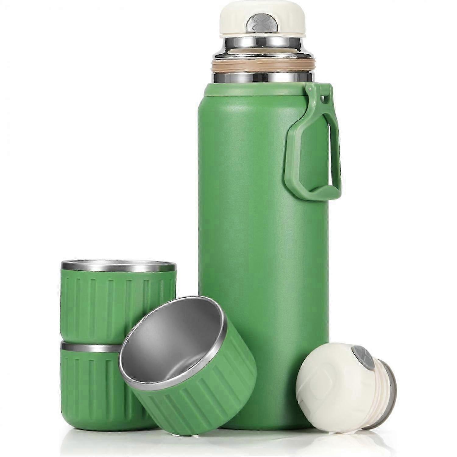 600ml/21 Oz Coffee Thermo With 3 Cups, Insulated Water Bottle, Stainless Steel Vacuum Flask Set For Hot And Cold Drinks, Gifts Box