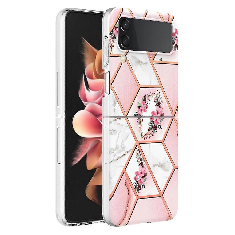 For Samsung Galaxy Z Flip4 Electroplating Marble Flower Pattern TPU Phone Case