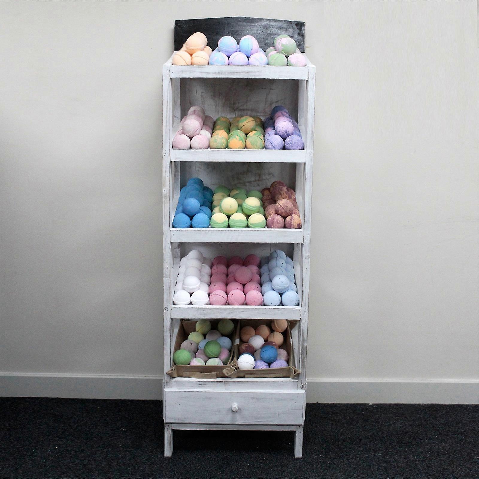 Retail Display Stands Bath Bomb 5 Shelf Display Whitewash