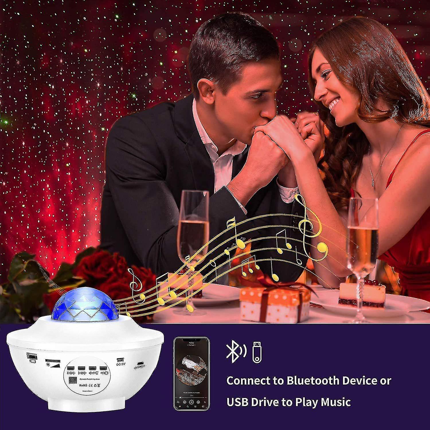 Led Starry Sky Projector Lamp Night Light Galaxy Projector, Built-in Bluetooth Music Speaker For Par