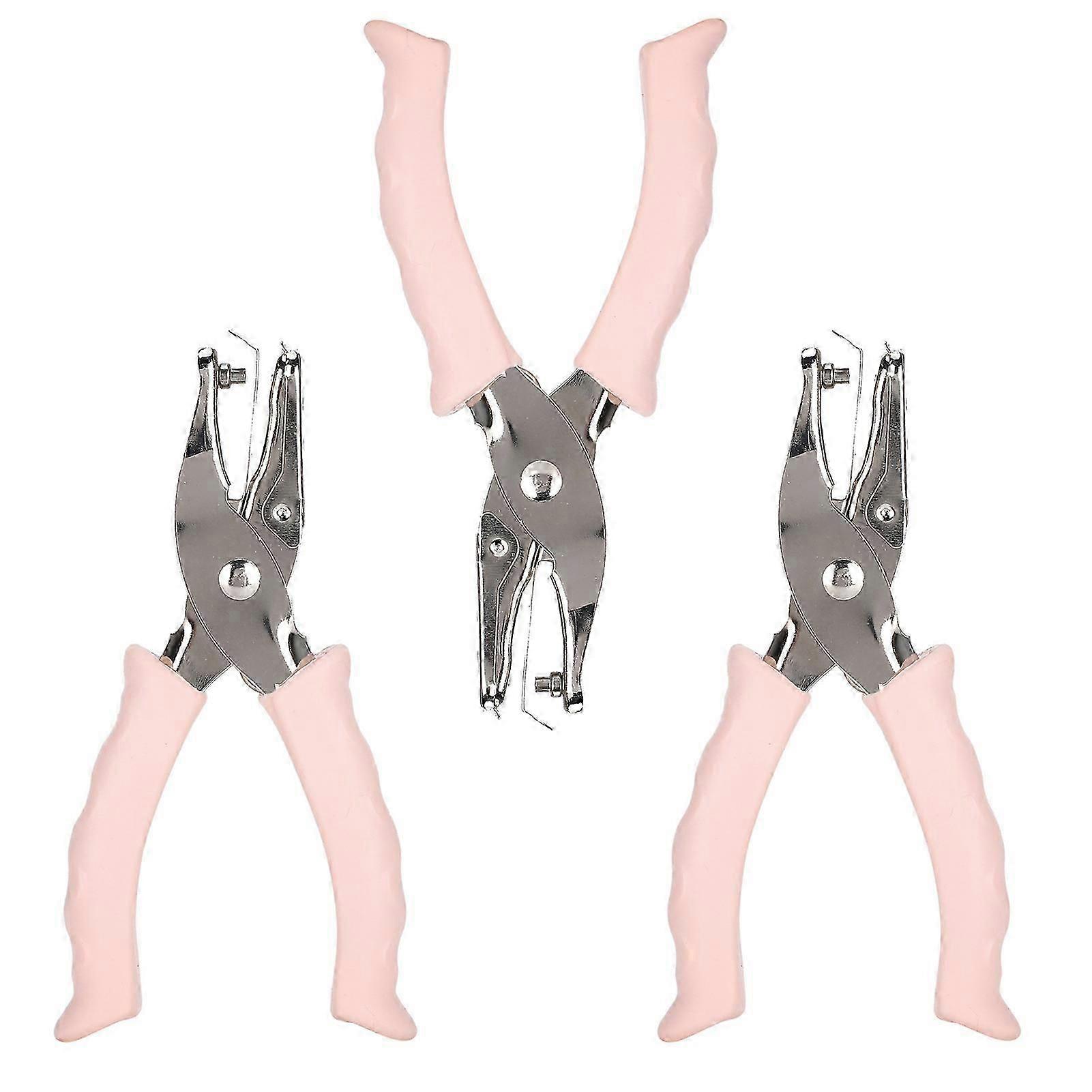 3Pcs Manual Hole Puncher 3mm Single Opening Handheld Ticket Paper Punching Forcep Cutting Tool-Good