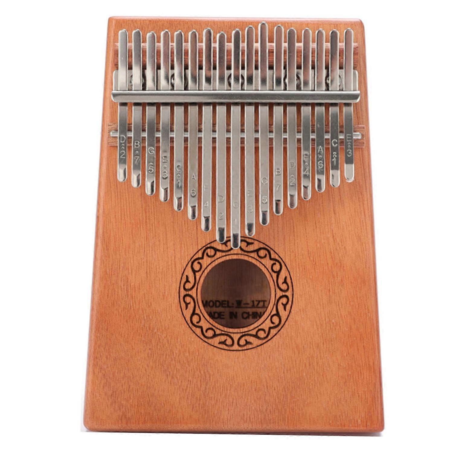 Kalimba Thumb Piano 17 Keys Wooden Mini Portable Music Instrument with Moire Pattern Mahogany