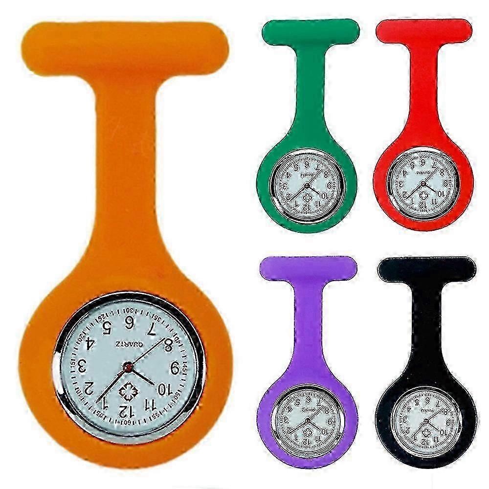 Silicone Nurse Pocket Watch with Brooch Clip - Durable Tunic Fob for Nursing Professionals (Multiple Colors)
