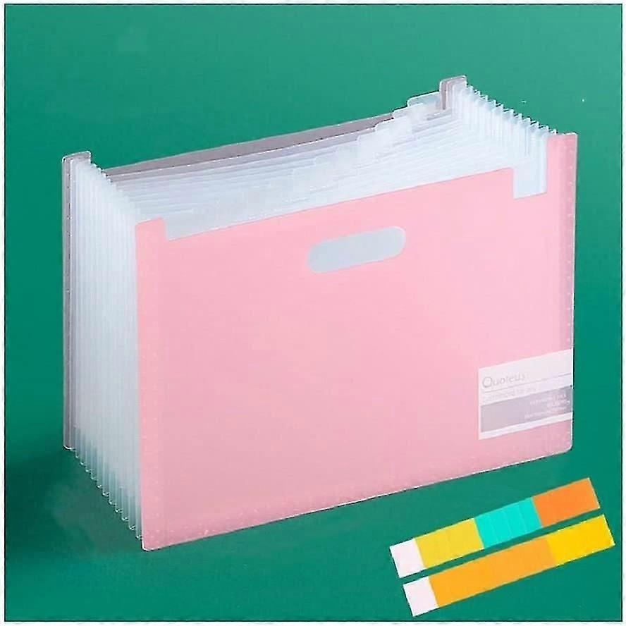 Student Multi-layer Folders, Sorted Label Storage Box Organizer Bag, Student Multi-function Test Paper Organizer Artifact-horizontal Cut-pink