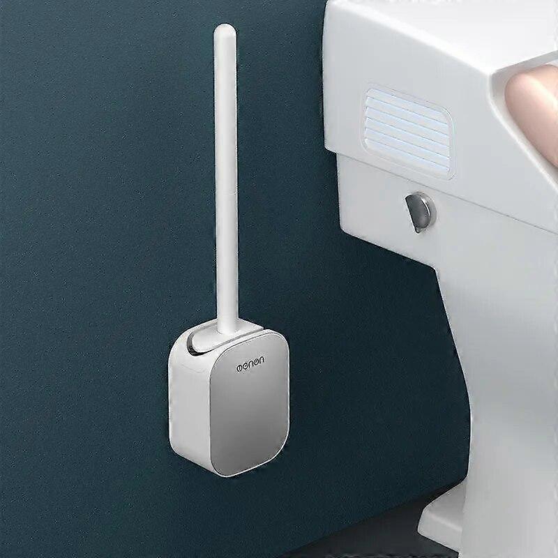 WIKHOSTAR Toilet Brush Silicone Long Handle Toilet Cleaning Brush Wall Mount Quick Draining Clean Tool Bathroom Accessories