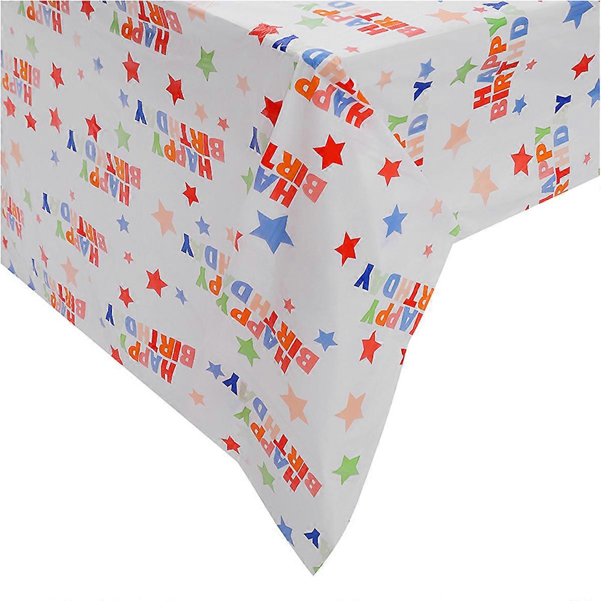 Plastic Tablecloths For Birthdays, Theme Party Decor 2 Pieces Rectangular Star Design Elements Bright And Cute Patterns Easy Clean Up, Disposable