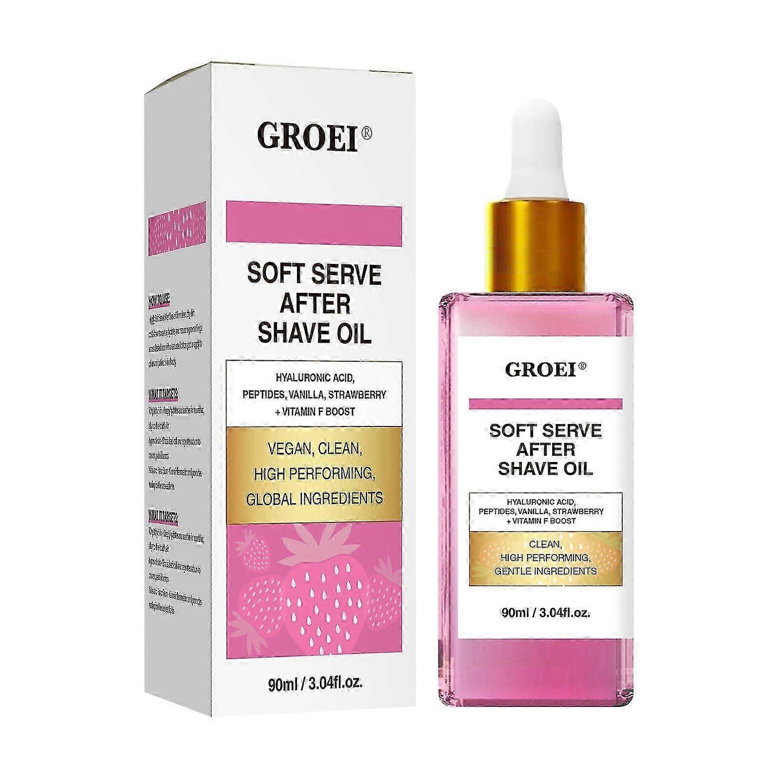 Strawberry Vanilla After Shave Oil for Smooth Skin, 90ml Soft Serve After Shave Oil, Post-Shave Treatment Oil, Prevent Ingrown Hairs