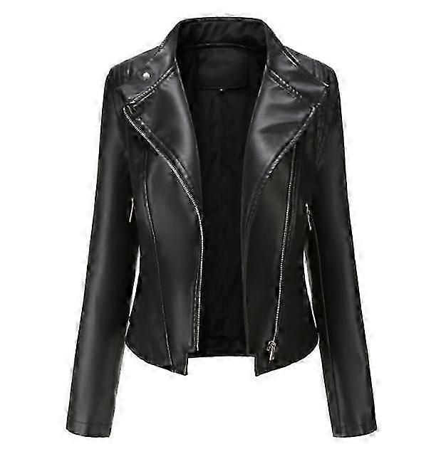 Blouson décontracté en similicuir pour femme