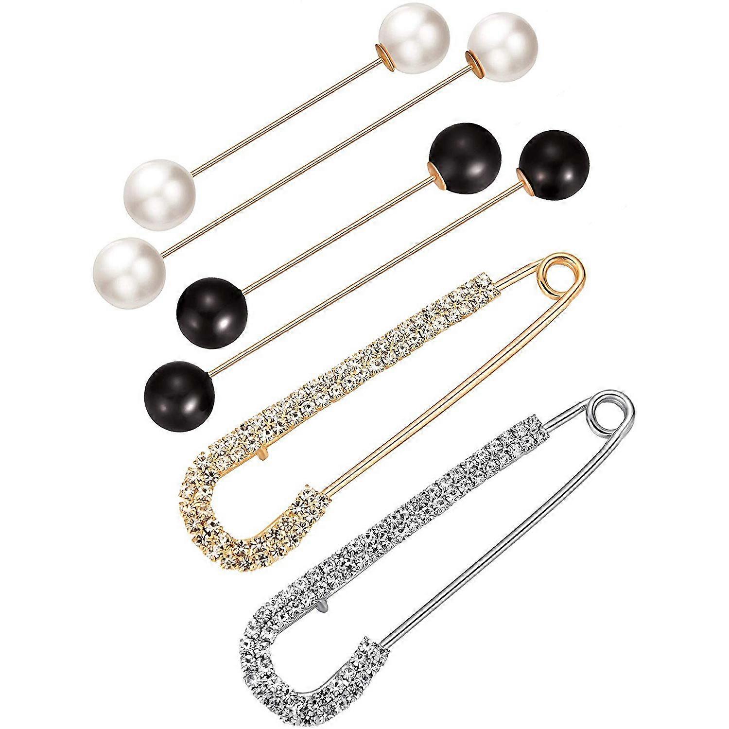6 Pieces Sweater Shawl Clips Set, Include Faux Pearl Brooch Pins