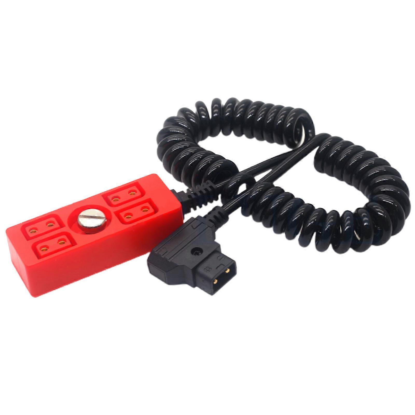 Kamera Netzkabel 1 Stecker D-Tap auf 4 Port Buchse D-Tap Hub Adapter Wire Line Spring Spiralkabel 1/4 Schraube Rot