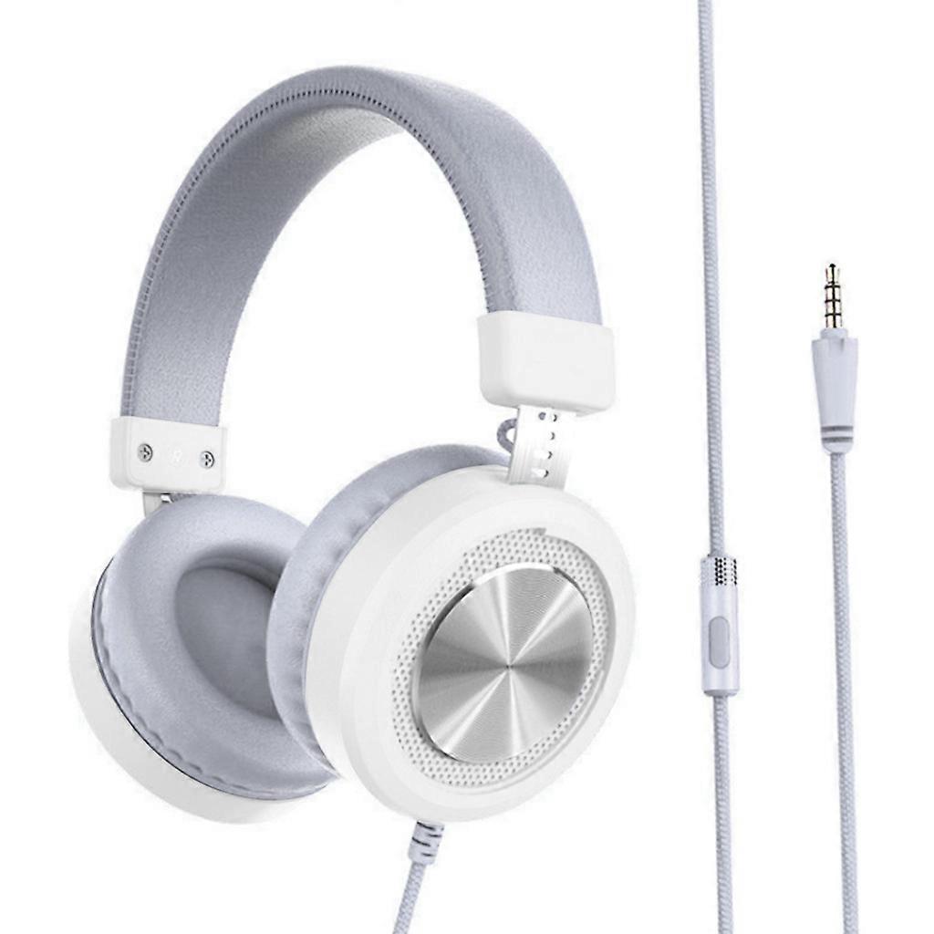 3.5mm Computer Headset with Microphone Lightweight PC Headset  Professional Wired Headset Stereo  White