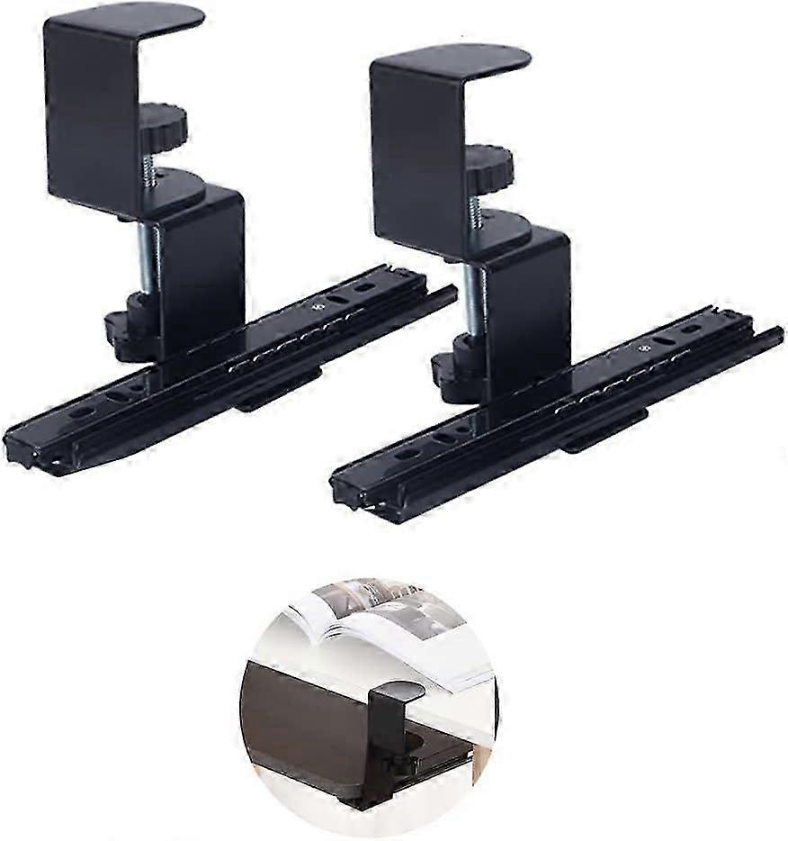 2 pcs Keyboard Tray Clamp Under Desk with Adjustable Clamp and Rail Set for DIY Custom Wooden Keyboard Trays (Tray Not Included), Under Desk Pull Out