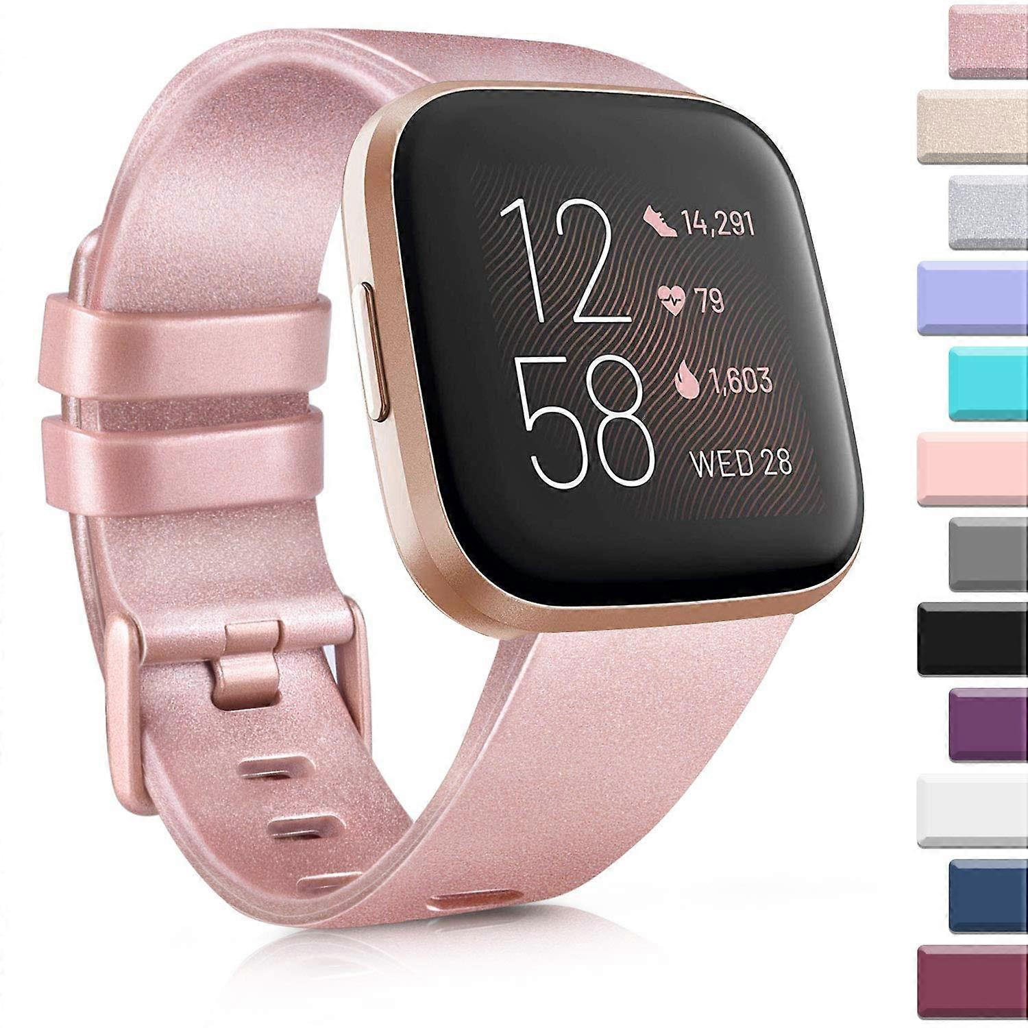 Soft Elastomer Multicolor Sport Band for Smartwatch, Rose Gold, Large Size, Compatible with Various Models