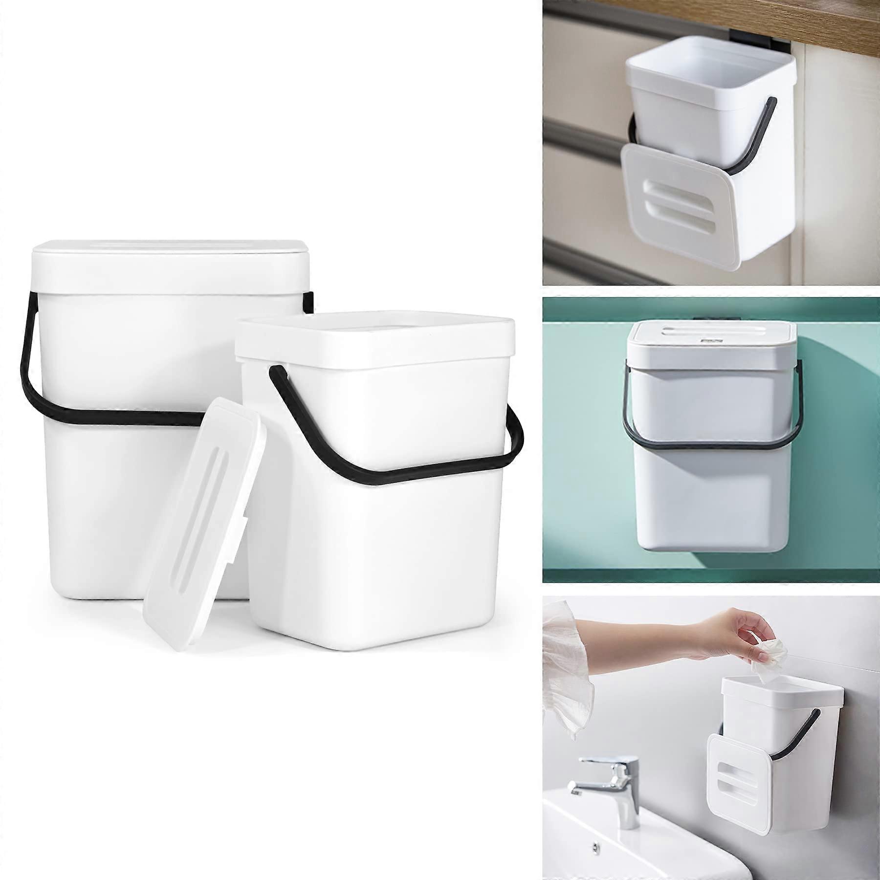 2 Pack Small Trash Can Kitchen Compost Bin Suitable for Under Sink Countertop 1.3 + 0.8 Gallon
