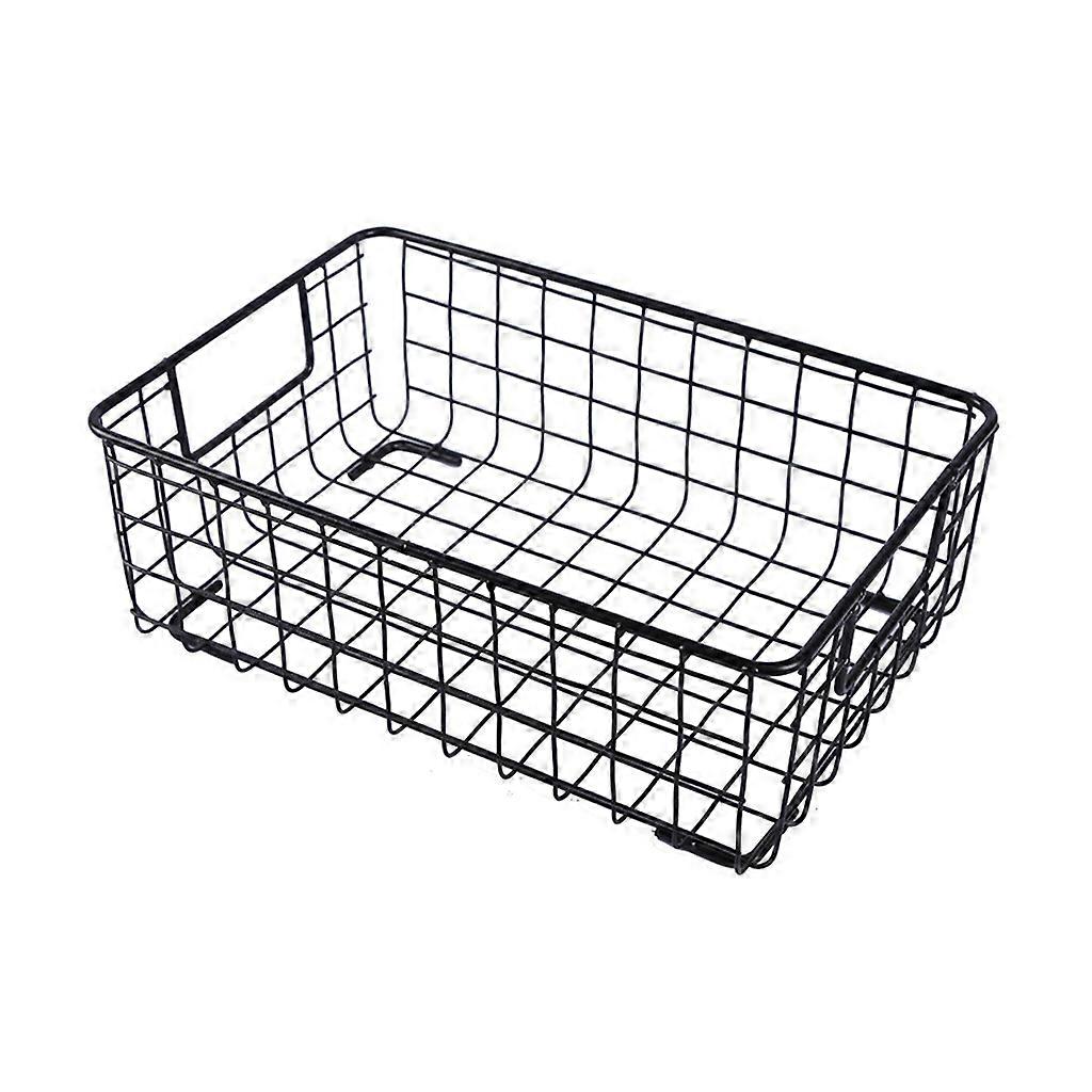 Metal Wire Storage Basket with Handle Iron Fruit Sundries Container Organizer Small black