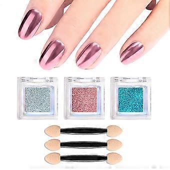 Neglepulver metall speil effekt holografisk aurora kameleon pigment, nail art gel solid magisk speil pulver