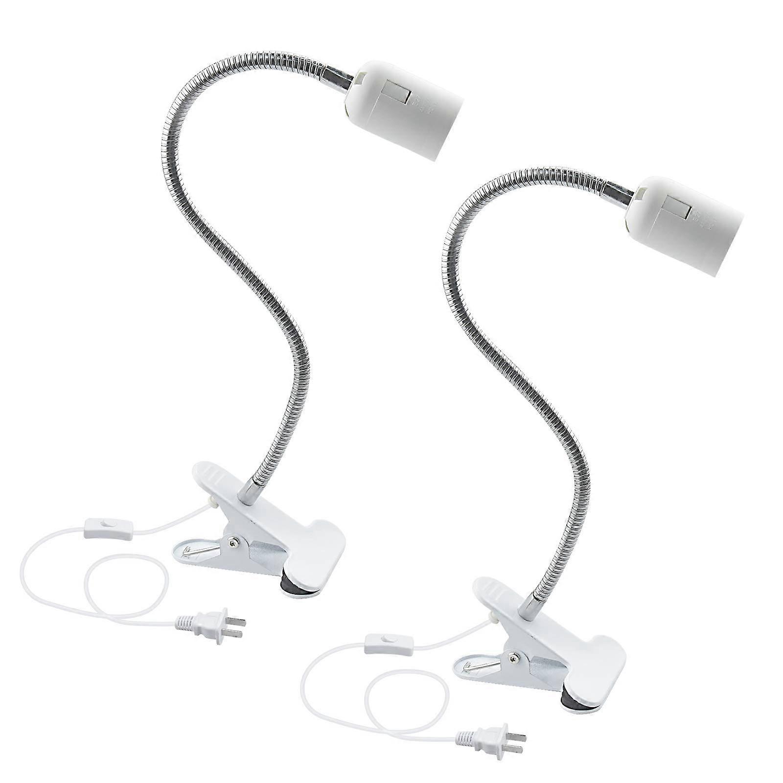 E26 Clamp Lamp Fixture 2-Pack, Flexible Neck Clip Light with On/Off Switch for Plant Grow, Desk, Reptile Use