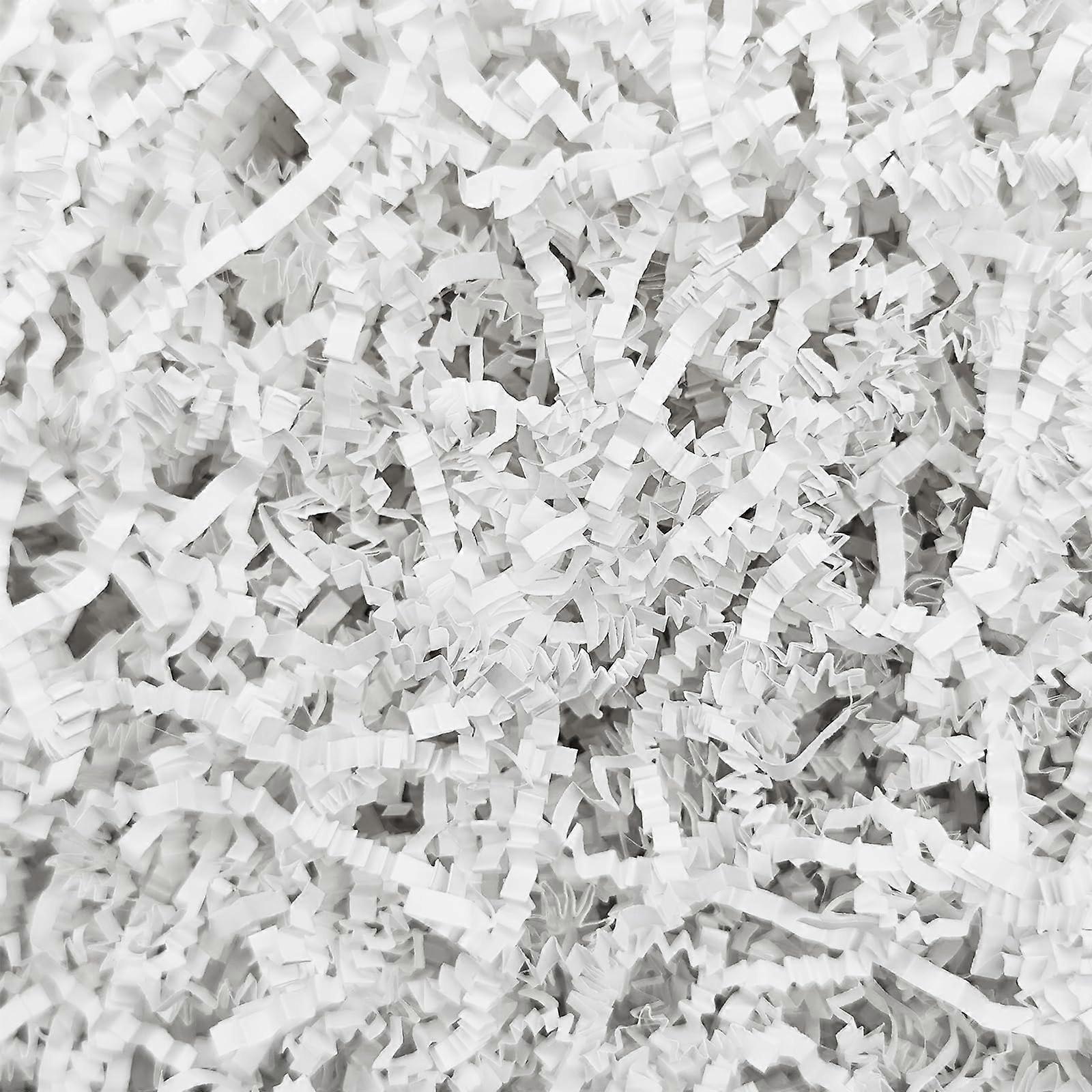 White Ice Cut Paper Filling for Baskets, Gift Boxes, and Bags - 1/2 lb Bulk Decorative Crinkle, Shredded Paper Fill