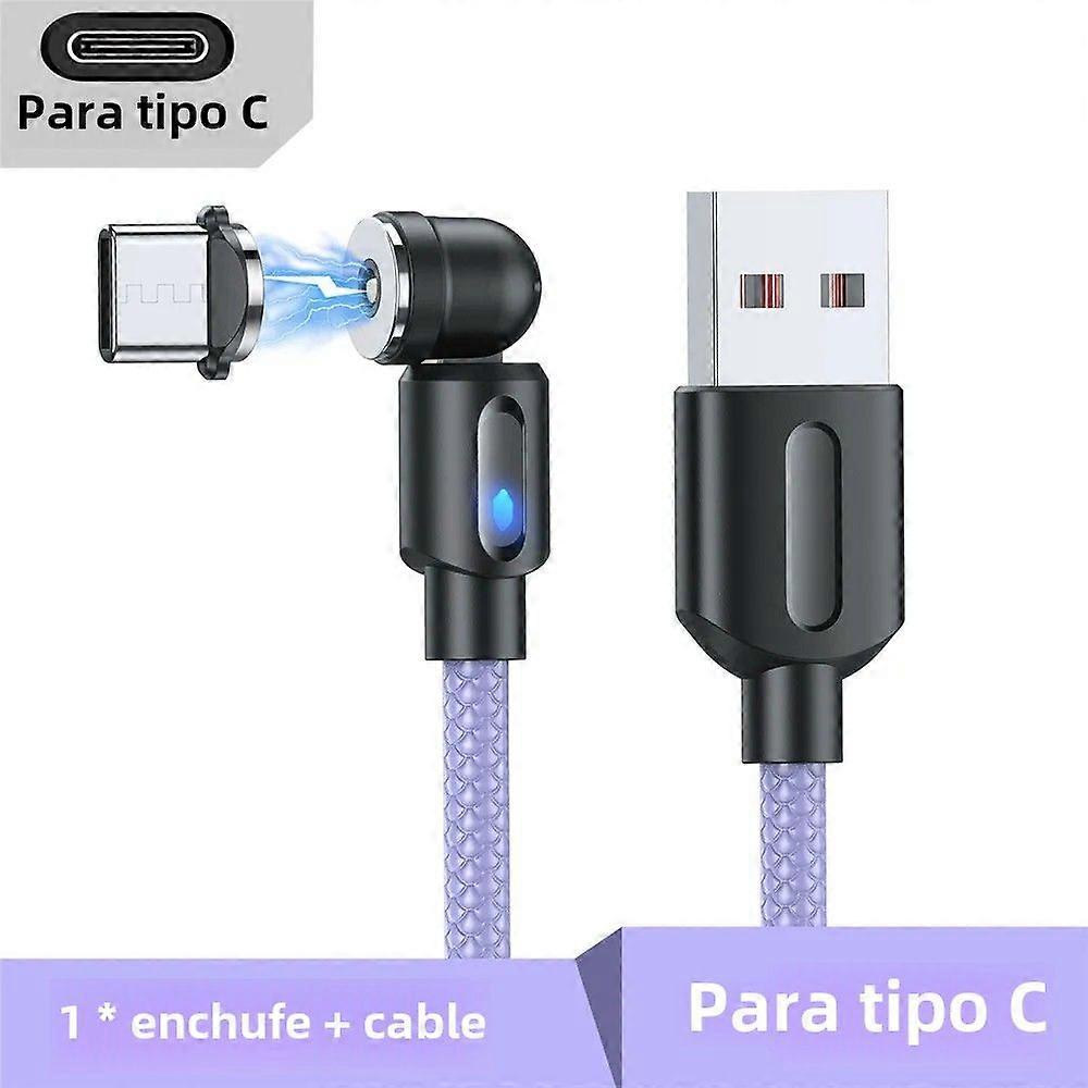 Magnetic USB Type C Charging Cable for iPhone Samsung Mobile Data Cable with Fast Rechargeable 540 Degree Magnetic Micro USB