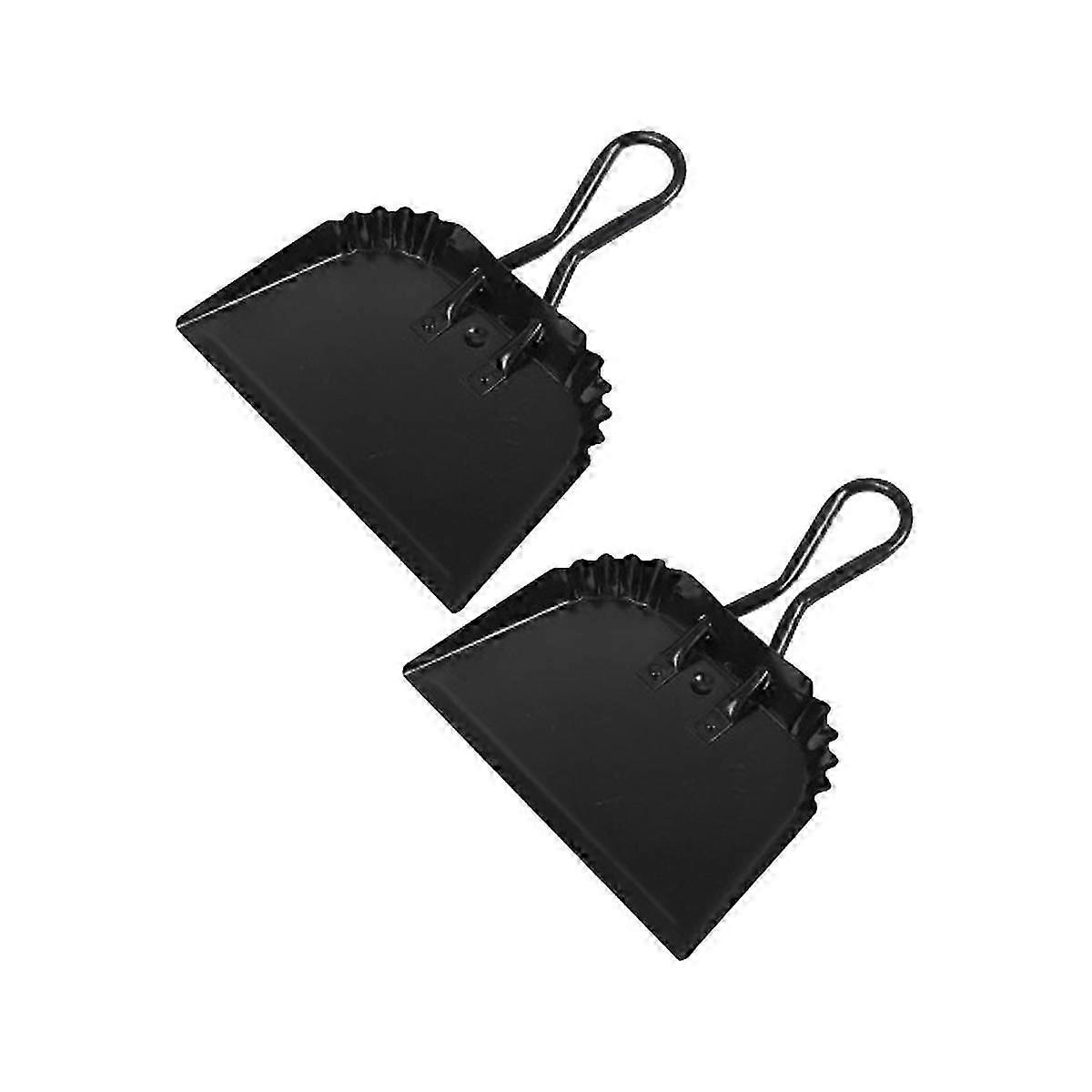 2Pack Panela de metal preto, 12 polegadas Dust Pan Dustpan para interior, exterior, lareira, industrial, com