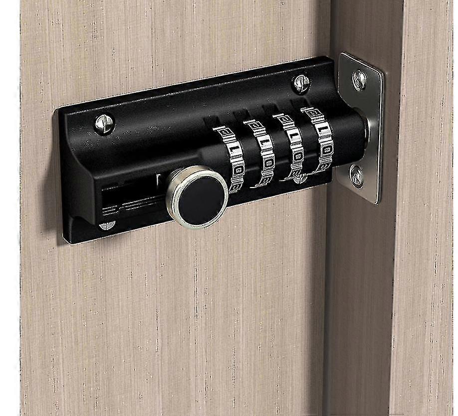 Combination Lock Latch 4 Digit Combination Lock Mechanical Code Door Lock Keyless Slide Lockblack
