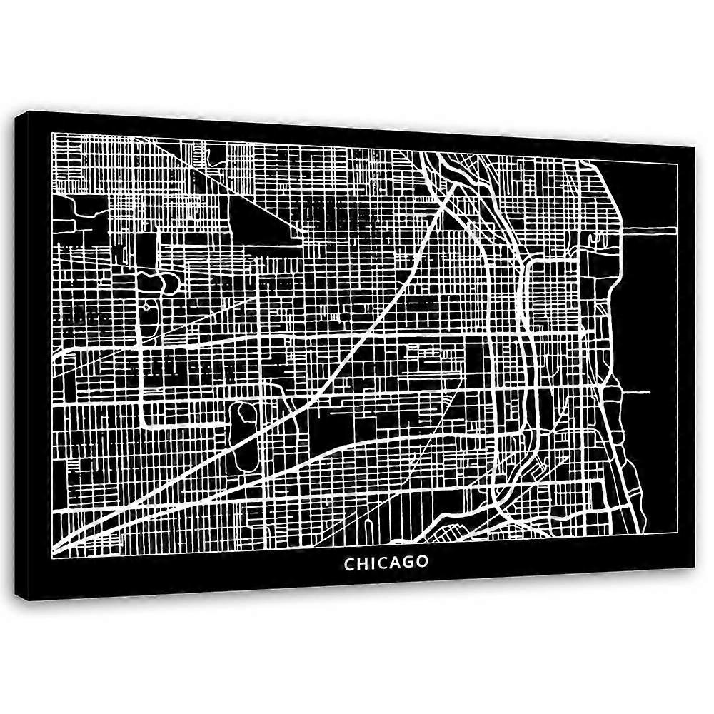 Pânză, plan al orașului Chicago - 60x40
