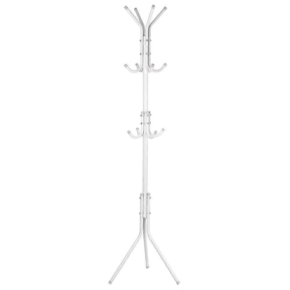Coat Rack Stand with 10 Hooks, Free Standing Metal Hall Tree for Home Entryway, Stylish White Design