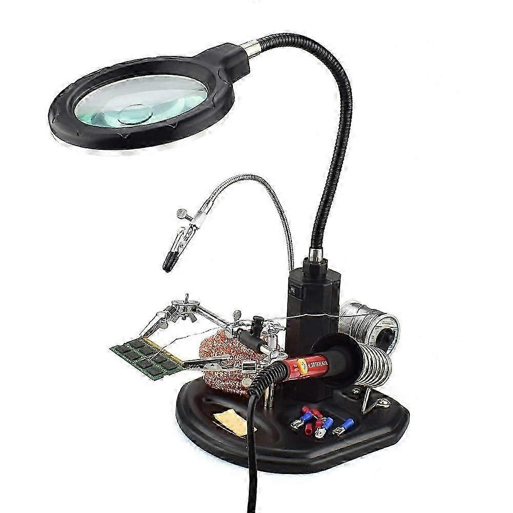 2.5X to 4X Magnifying Glass, LED Lamp, Soldering Iron Stand with Clamps and Support Clips