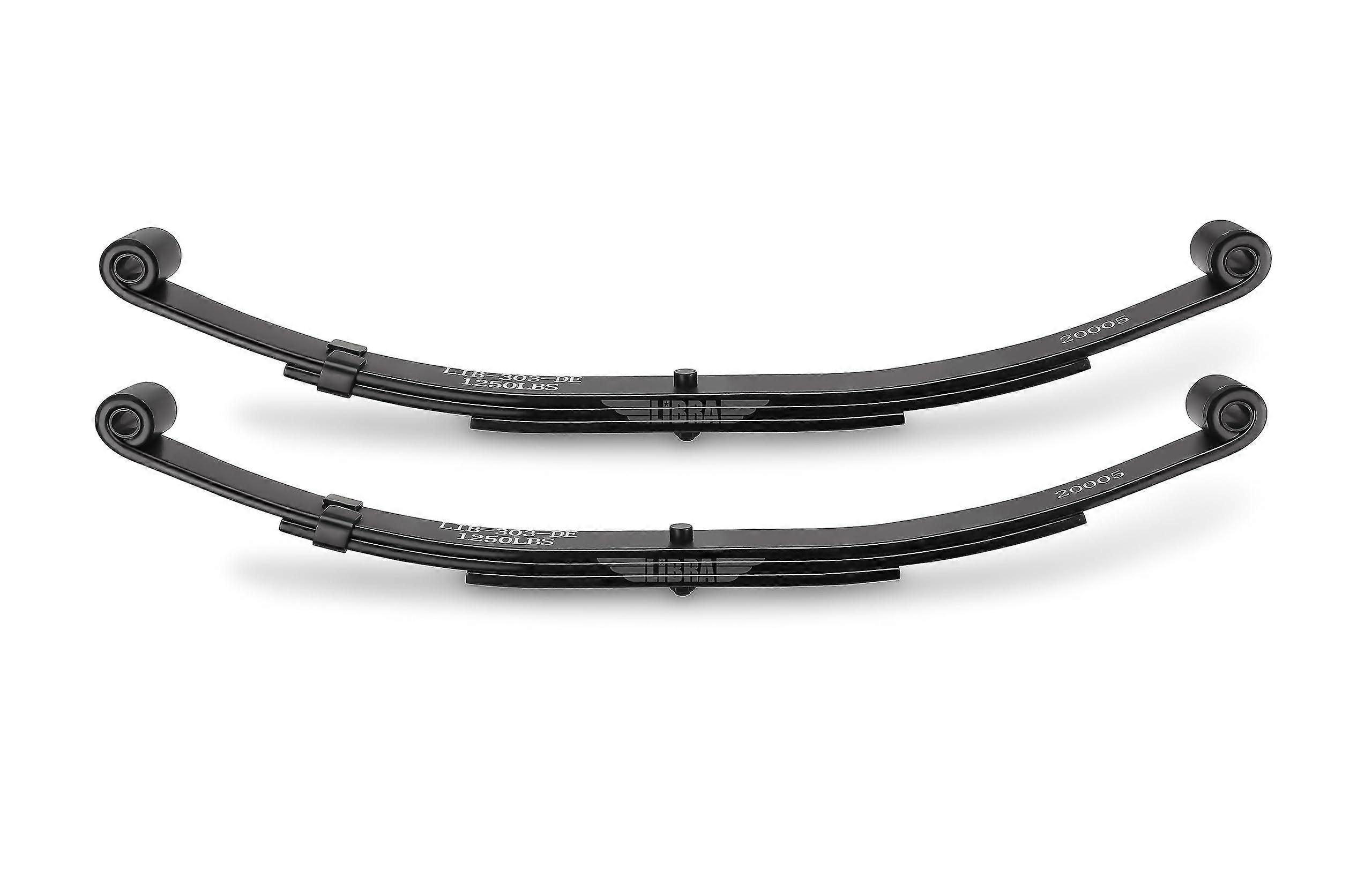 Trailer Leaf Spring 3 Leaf Double Eye 1250lbs Capacity for 2500lbs Axle - Heavy Duty Suspension Set of 2