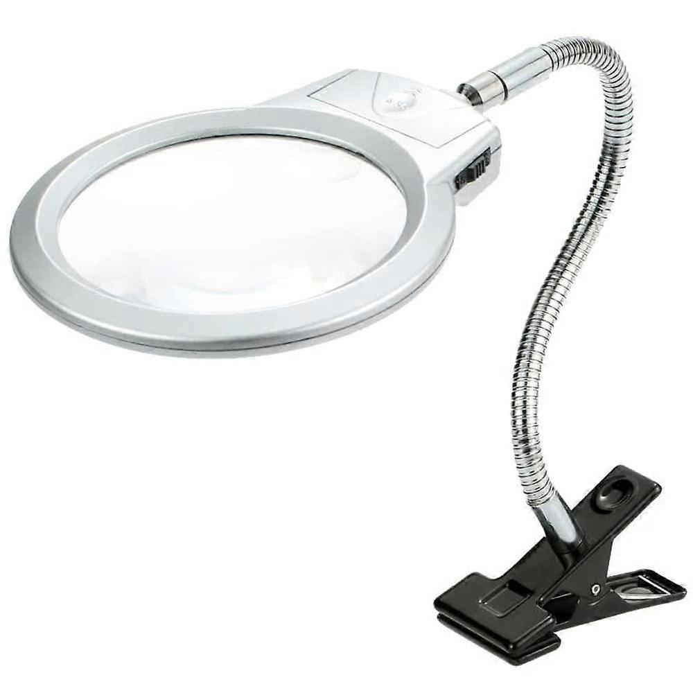 2.25x/5x LED Illuminating Magnifier Metal Hose Magnifying Glass Desk Table Reading LED Lamp Light with Clamp