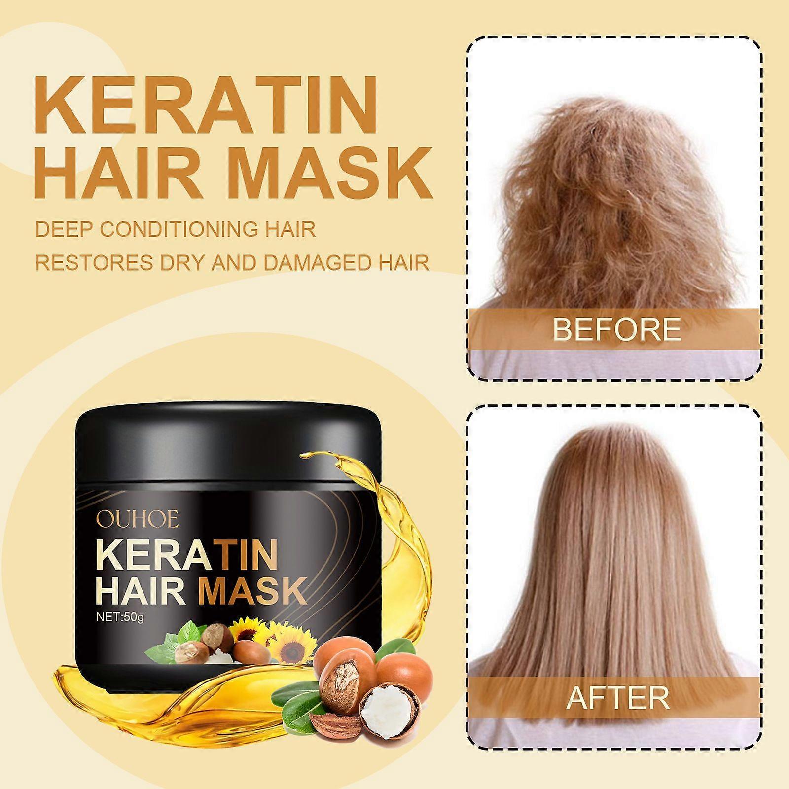50g OUHOE Keratin Hair Mask Smoothing Moisture Cream for Damaged Hair