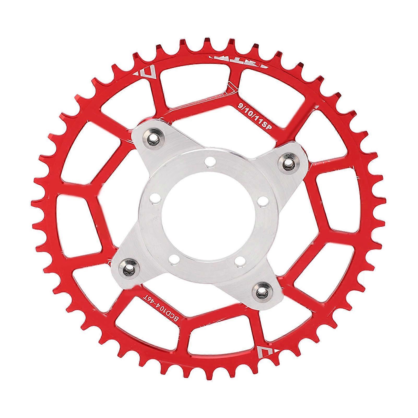 Motor Bike Gear Adapter High Hardness Accurate 46T 104BCD Sprocket Adapter for Bafang BBS01 BBS02 Red