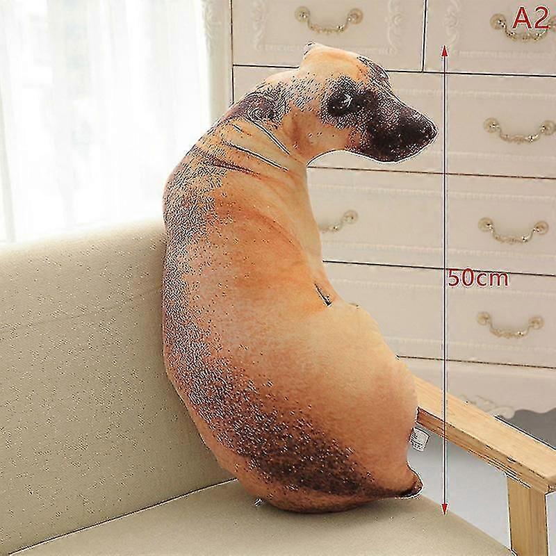 Coussin 3D en forme de tête de chien, imprimé en forme d'animal réaliste et drôle