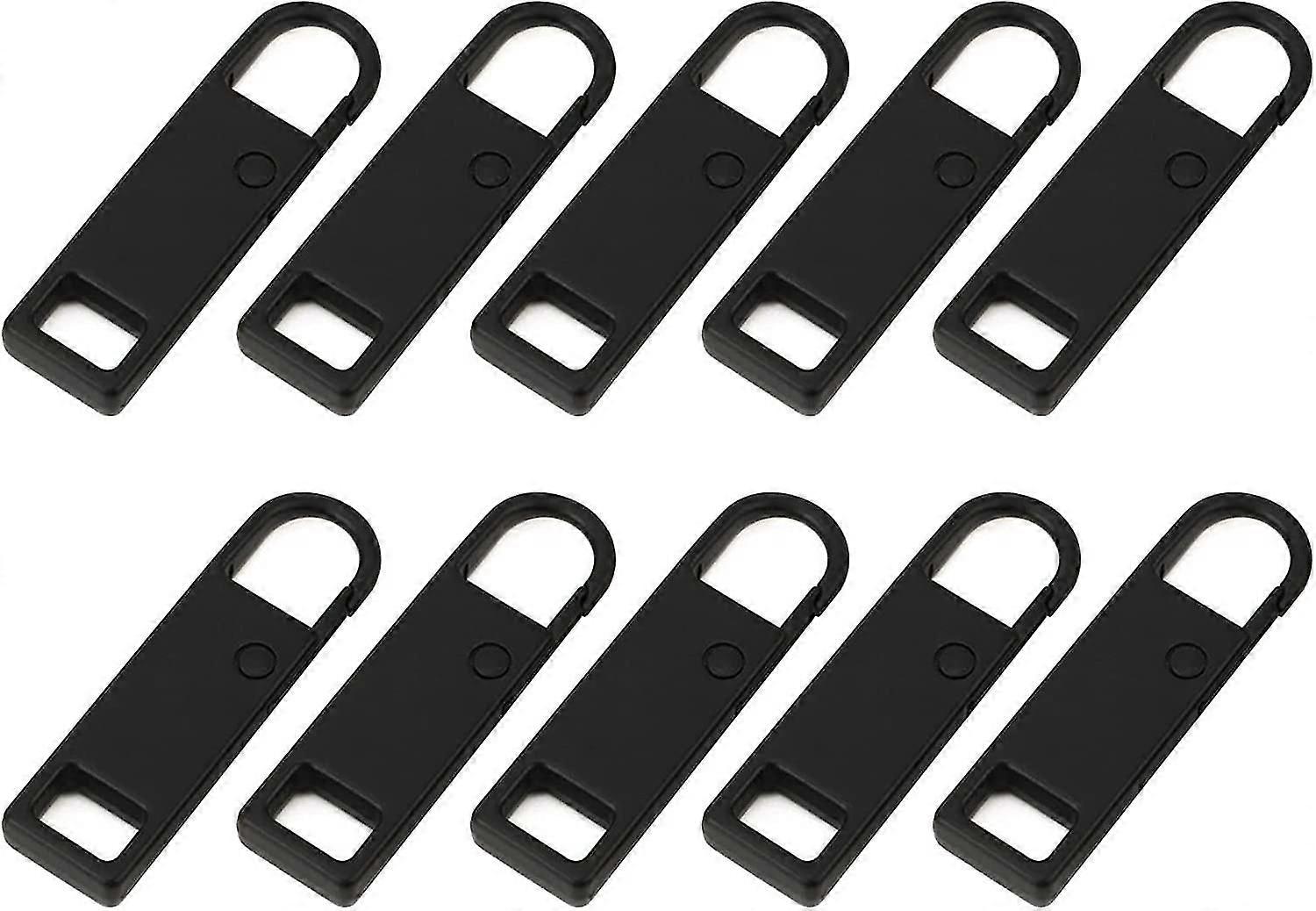 Zipper Pull Replacement Parts,10 Pcs Black Zipper Pull Tabs Metal Replacement Zip Fixers