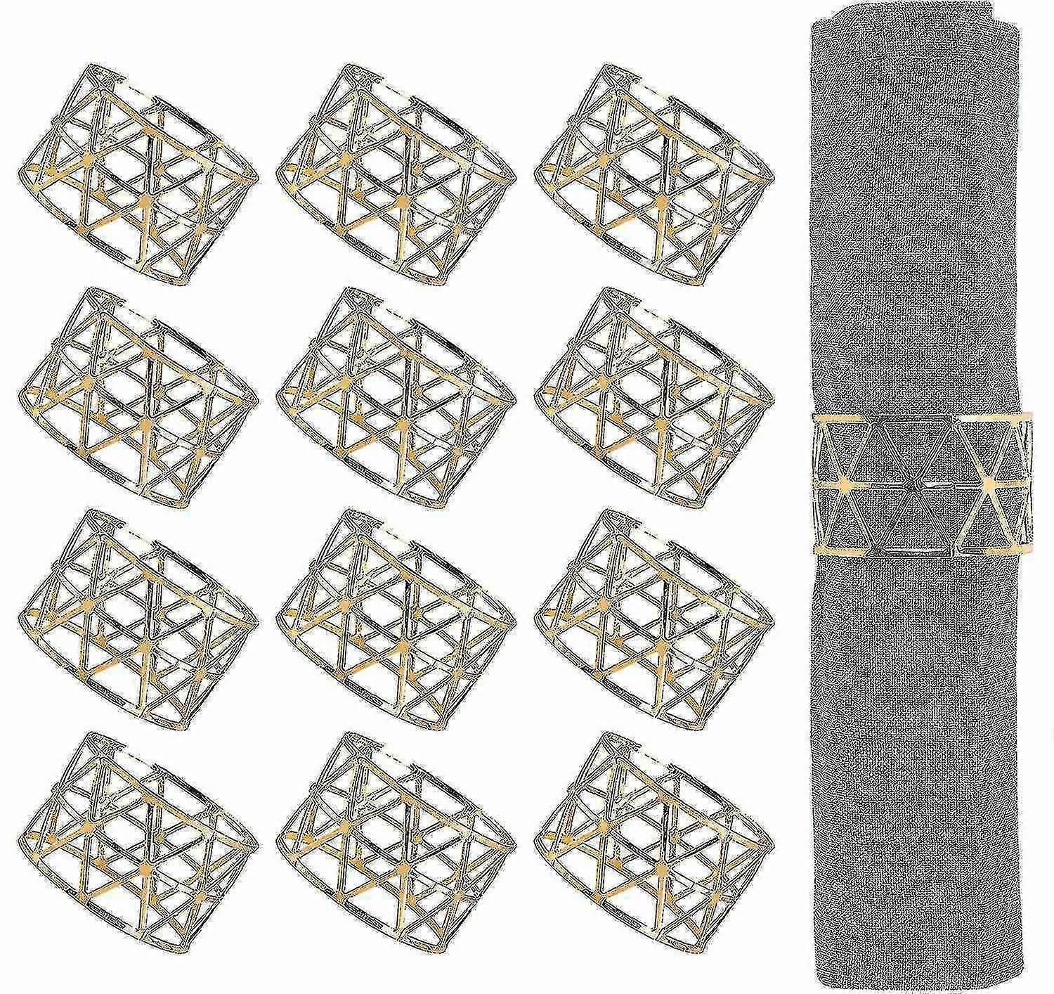 خواتم منديل، 12pcs خواتم منديل الذهب، حاملي خاتم منديل لتناول الطعام