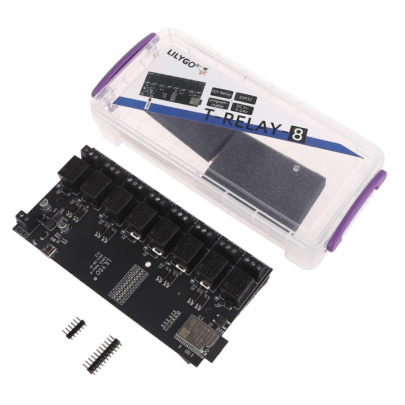 LILYGO-8 Channel TTGO t-relay ESP32 Relay Module, Chip for DC 5V, 4MB, Flash IoT, Relay + T-u2t Download （optional）