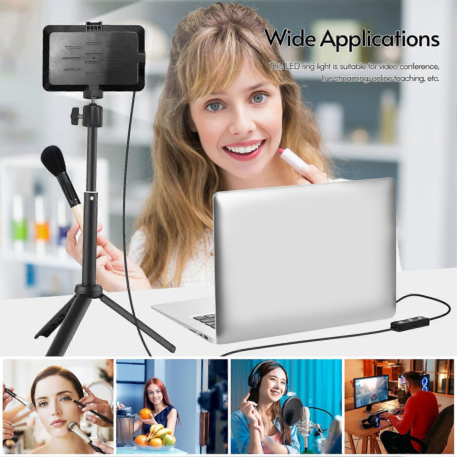 Andoer USB Video Conference Lighting Kit with 2 * LED Video Lights 5600K Dimmable + 2 * Desktop Tripods + 2 * 180° Rotatable Mounting Adapter + 8 * C