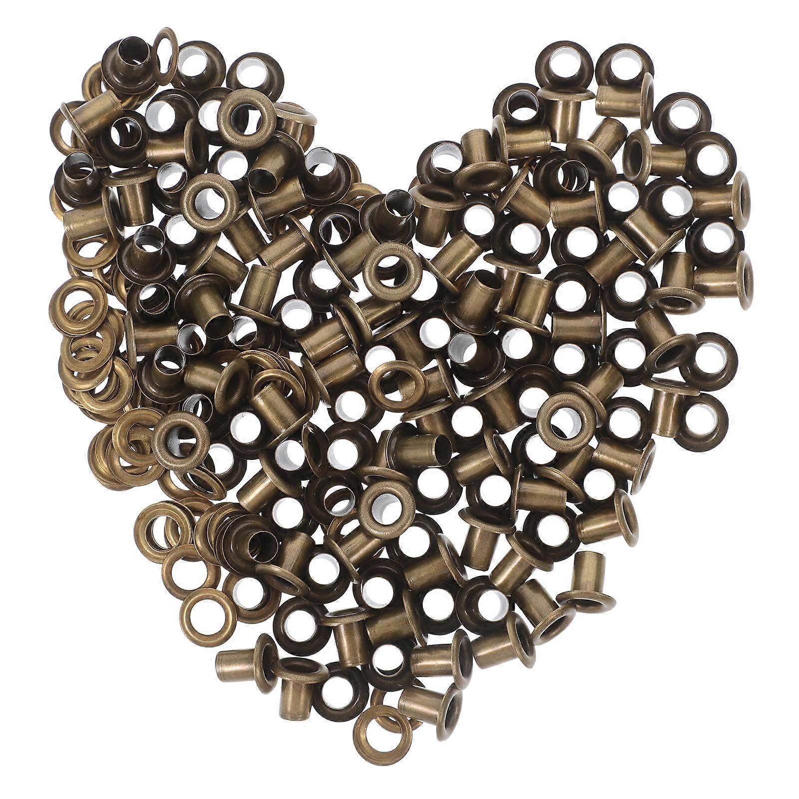 Antique Brass Hollow Metal Grommets 100 Sets – Durable Corrosion Resistant Eyelets for DIY Clothing, Bags, Leatherwork, and Large Scale Crafts