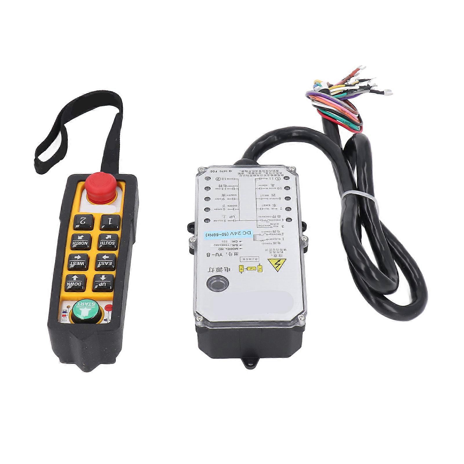 Industrial Crane Remote Control Single Handle Electric Lifting Controller with Emergency Stop 6 Direction Buttons DC24V 