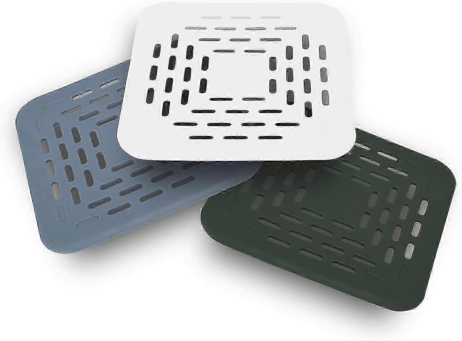 3x Drain Cover, Drain Filter with Suction Cup, Hair Catcher in White, Green, and Blue, 13x13x0.5cm, suitable for various brand applications