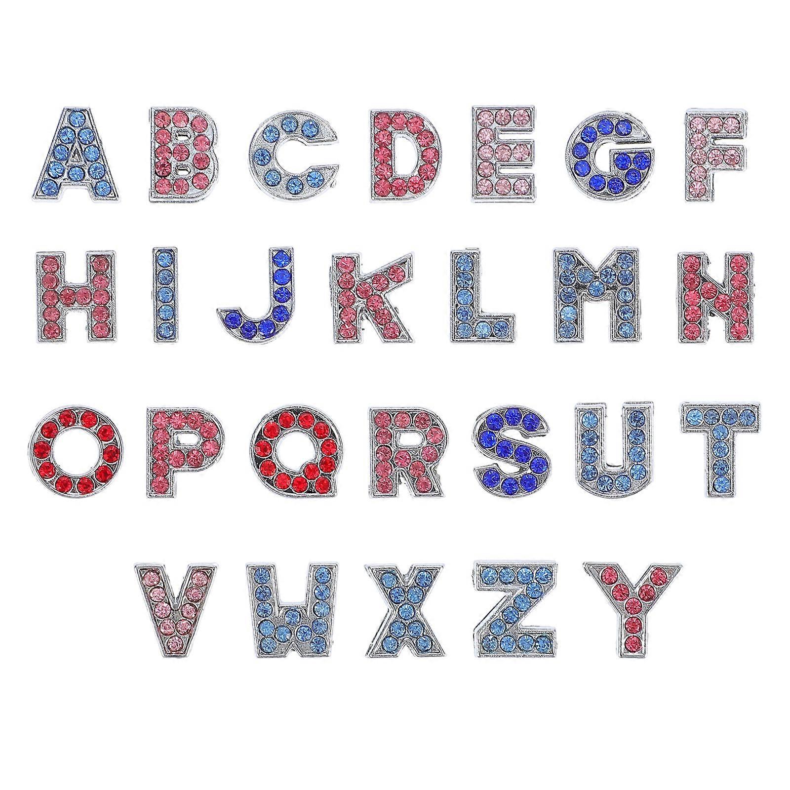 26PCS Alloy Letter Charm Beads for DIY Jewelry Making – Rhinestone Initials for Bracelets, Necklaces, Keychains & Creative Fashion Accessories