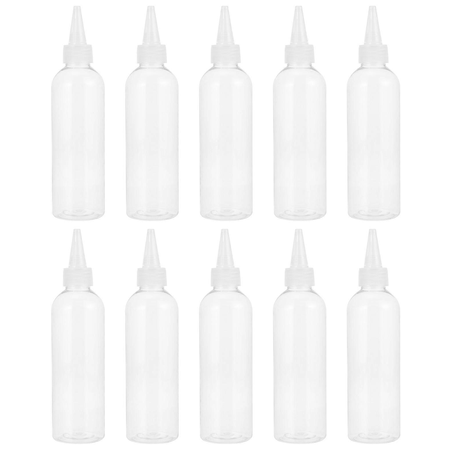 10pcs Transparent Pointed Mouth Squeeze Bottles Flexible Plastic Applicators for Hairdressing, Cosmetics and Essential Oils Dispensing