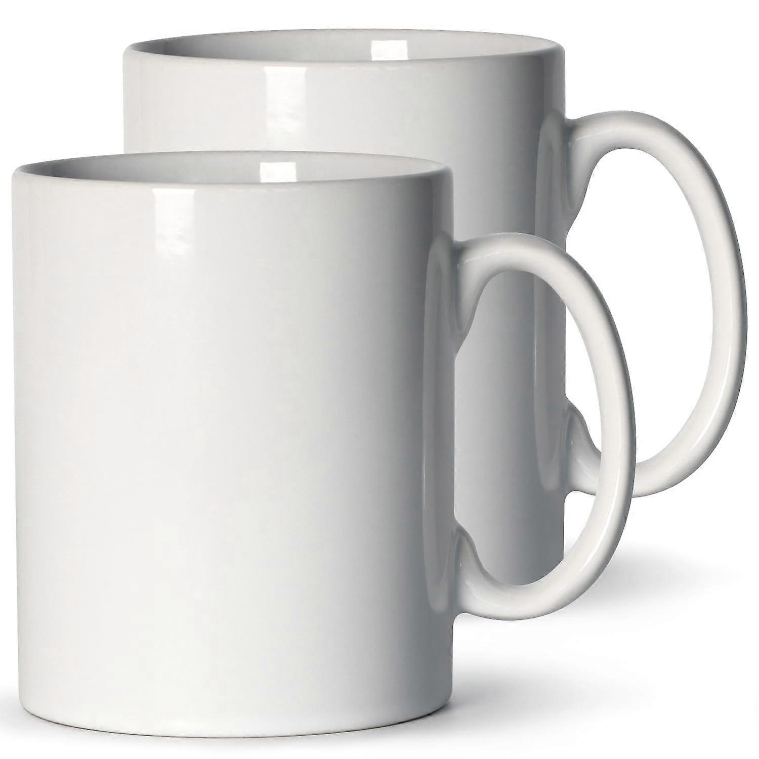650 ml Large Mug Set of 2, Extra Coffee Cup, Smooth Ceramic Boss Mug, and Large Handle, for Dad Men, White
