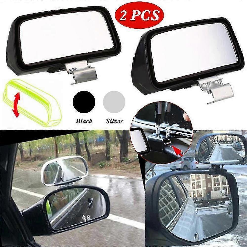 2Pcs Adjustable Flat Wide Angle Square Side Blind Spot Rearview Parking Mirror Car Accessories